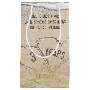3rd Anniversary Beach Hearts Small Gift Bag