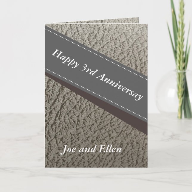 3rd Anniversary, Faux Leather Anniversary  Card (Front)