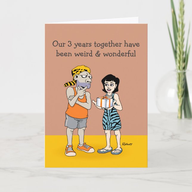 3rd Anniversary Funny Weird and Wonderful Card (Front)