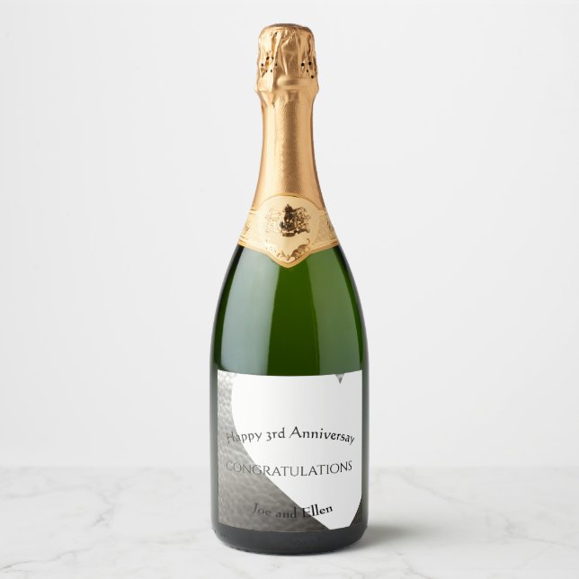 3rd Anniversary, Leather Anniversary Sparkling Wine Label (Front)