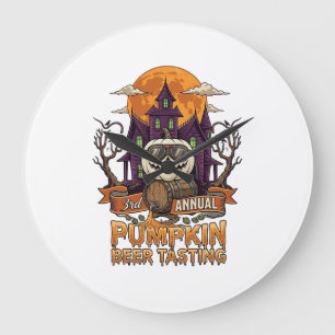 3rd Annual Pumpkin Beer Tasting Halloween Haunted Large Clock