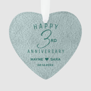 3rd Aqua Leather Wedding Anniversary Ornament