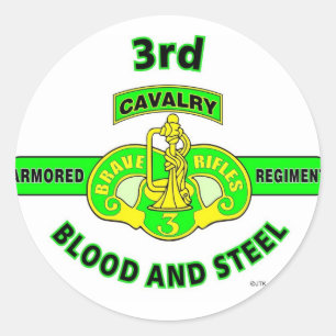 3RD ARMORED CAVALRY REGIMENT "BRAVE RIFLES" CLASSIC ROUND STICKER