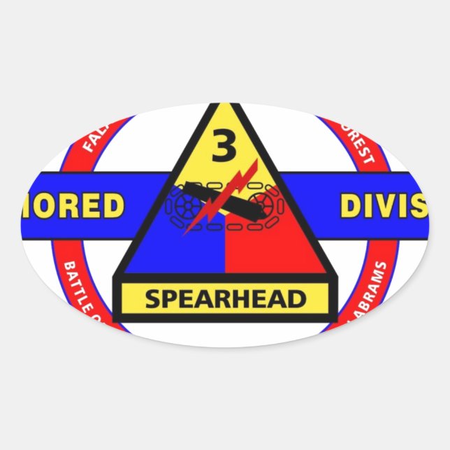 3RD ARMORED DIVISION "SPEARHEAD-THIRD HERD" OVAL STICKER (Front)