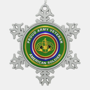 3rd Armoured Cavalry Keepsake Christmas Snowflake Pewter Christmas Ornament