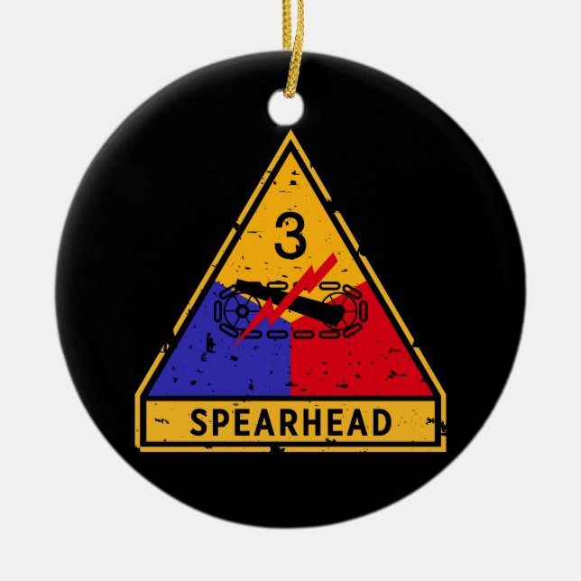 3rd Armoured Division - US Military "Grunge" Ceramic Ornament (Front)