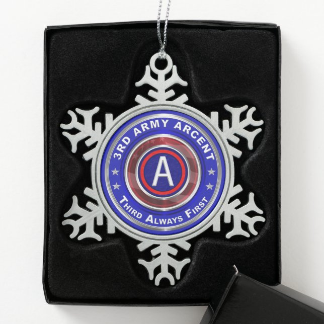 3rd Army ARCENT Snowflake Pewter Christmas Ornament (Box)