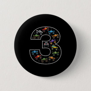 3rd Birthday 3 Year Old Car Boys Monster Truck 6 Cm Round Badge