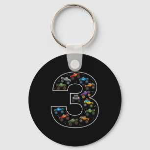 3rd Birthday 3 Year Old Car Boys Monster Truck Key Ring