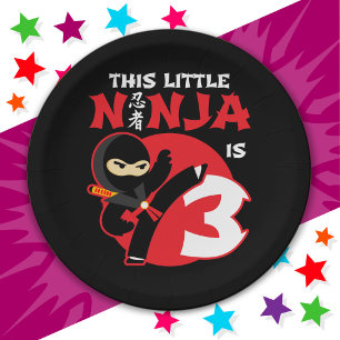 3rd Birthday 3 Year Old Kids Party Little Ninja 3 Paper Plate