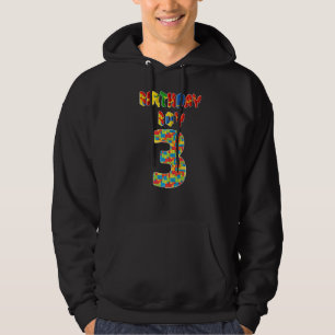 3rd Birthday 3 Years Old Block Building Boys Kids Hoodie