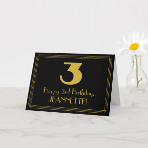 3rd Birthday: Art Deco Inspired Look "3" & Name Card