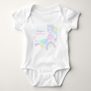 3rd birthday Baby Bodysuit with a funny unicorn.