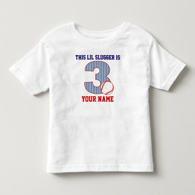 3rd Birthday Baseball Personalised T-shirt (Front)