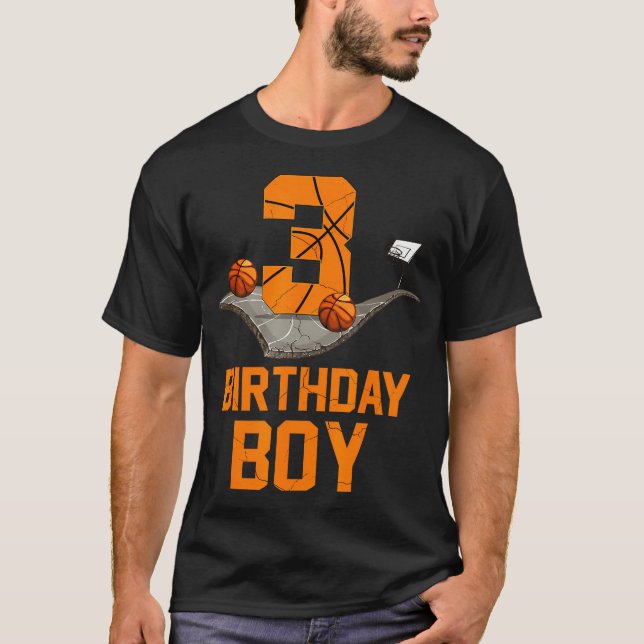 3Rd Birthday Basketball Jersey 3 Year Old Boy Born T-Shirt (Front)