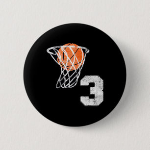 3rd Birthday Basketball Three 3 Years Old Boys Kid 6 Cm Round Badge