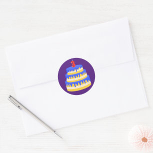3rd Birthday Blue Cake Classic Round Sticker