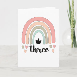 3rd Birthday Boho Rainbow Party Kids 3 Years Old Card