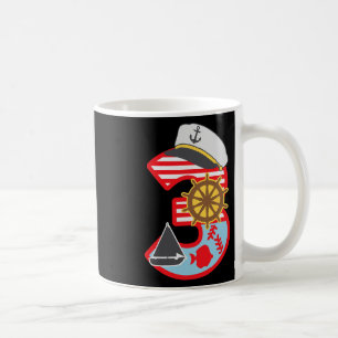 3rd Birthday Boy 3 Year Old Little Sailboat Nautic Coffee Mug