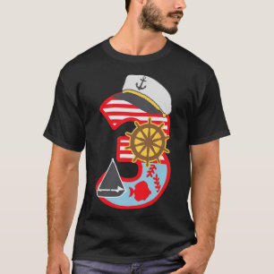 3rd Birthday Boy 3 Year Old Little Sailboat Nautic T-Shirt