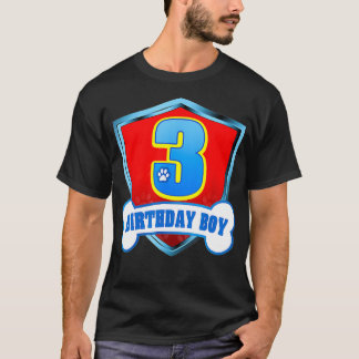 3rd Birthday Boy 3 Years Old Patrol Dogs Lover T-Shirt