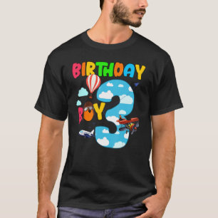 3rd Birthday Boy Airplane Pilot 3 Years Old Helico T-Shirt