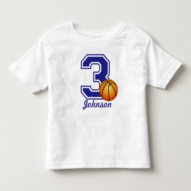3rd Birthday boy basketball personalised Toddler T-Shirt (Front)
