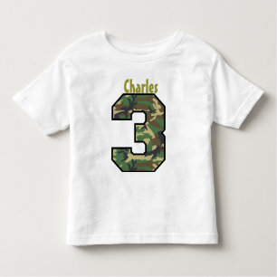 3rd Birthday Boy Camo Three Year Custom Name V007C Toddler T-Shirt