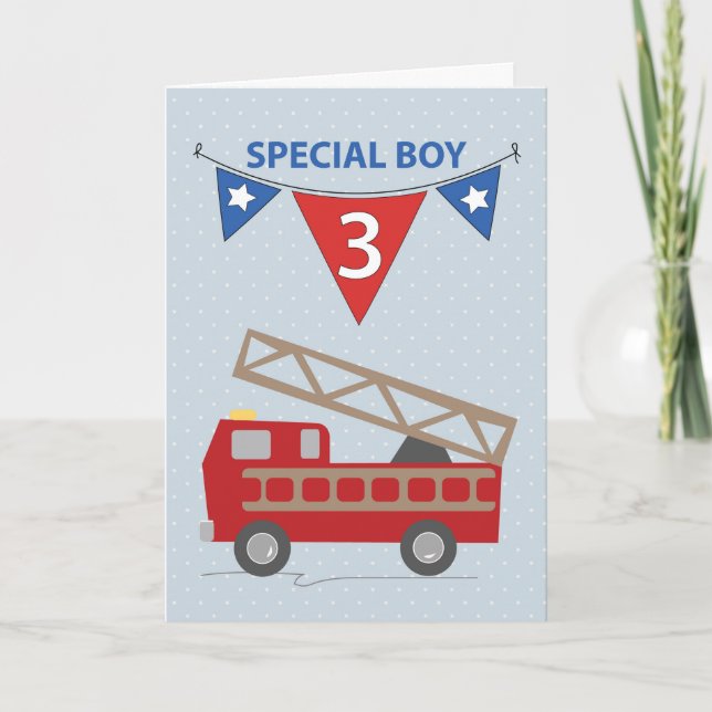 3rd Birthday, Boy, Firetruck Card (Front)