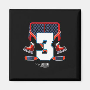 3rd Birthday Boy Ice Hockey Theme 3 Year Old Party Magnet