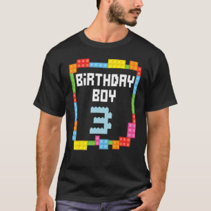 3rd birthday Boy master builder 3 years old block T-Shirt