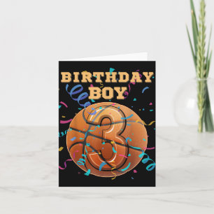 3rd Birthday Boy Three 3 Years Old Basketball Play Card