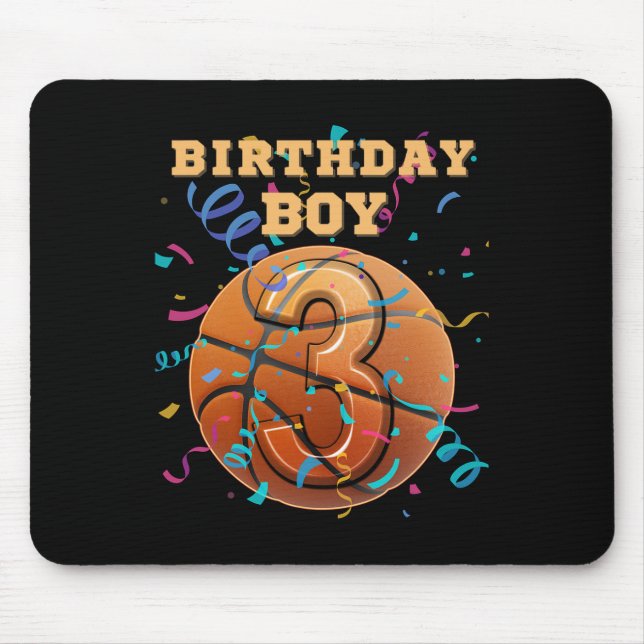 3rd Birthday Boy Three 3 Years Old Sketll Players  Mouse Pad (Front)