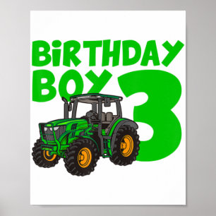 3rd Birthday Boy Tractor Farm 3 Year Old Birthday  Poster