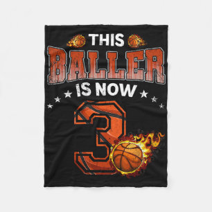 3rd Birthday Boys Sketll Player Gifts 3 Years Old  Fleece Blanket