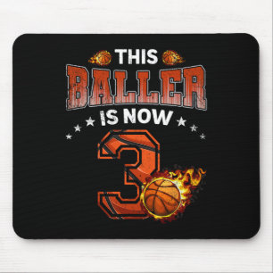 3rd Birthday Boys Sketll Player Gifts 3 Years Old  Mouse Pad