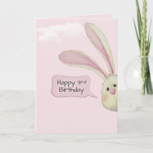3rd Birthday Bunny On Pink  Card