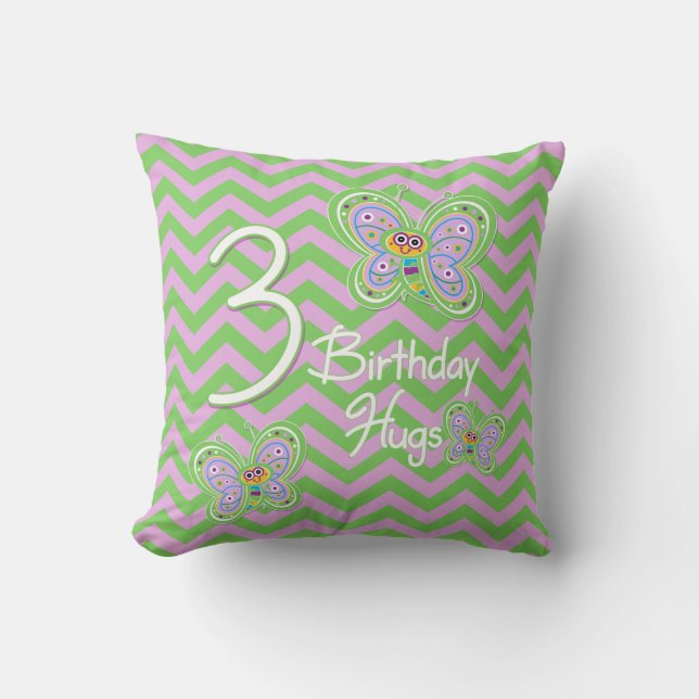 3rd Birthday Butterfly Hugs Cushion (Front)
