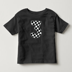 3rd Birthday Checkered Number 3 Car Racing Flag  Toddler T-Shirt