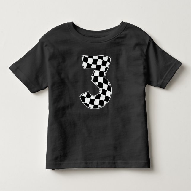 3rd Birthday Chequered Number 3 Car Racing Flag  Toddler T-Shirt (Front)