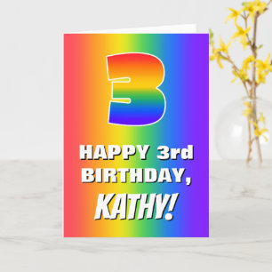 3rd Birthday: Colourful, Fun Rainbow Pattern # 3 Card