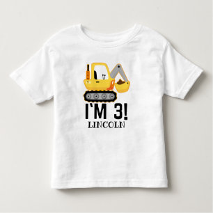 3rd Birthday Construction Bulldozer Personalized Toddler T-Shirt