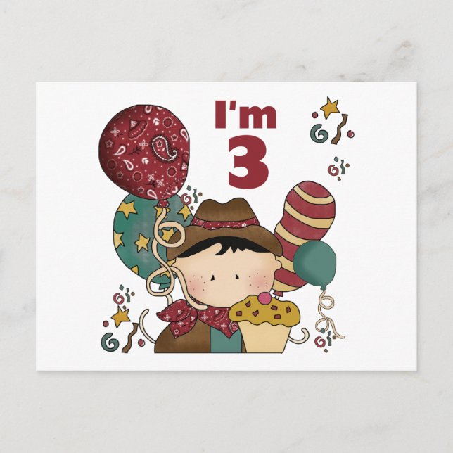 3rd Birthday Cowboy T-shirts and Gifts Postcard (Front)