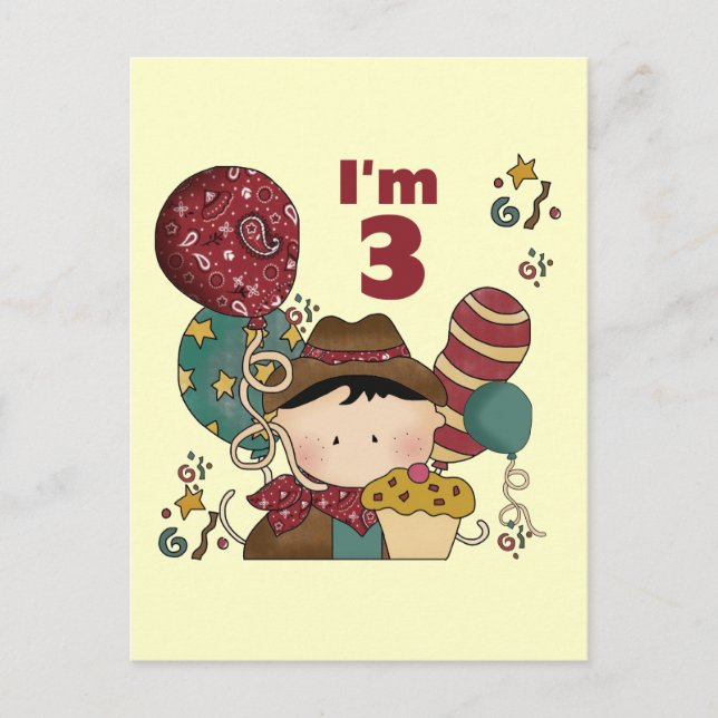 3rd Birthday Cowboy T-shirts and Gifts Postcard (Front)