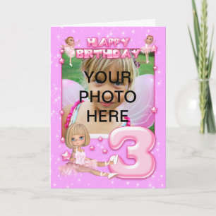 3rd birthday customisable photo birthday card