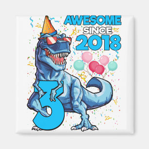 3RD Birthday Dinosaur 3 Year Old Boy Kids Awesome Magnet