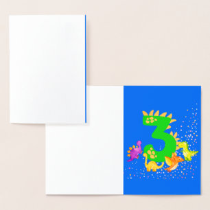 3rd Birthday. Dinosaur Design. My third birthday.  Foil Card