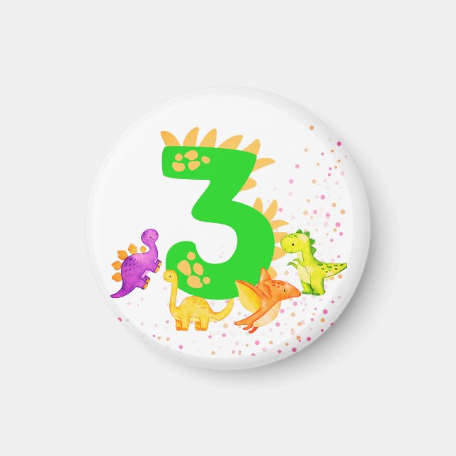 3rd Birthday. Dinosaur Design. My third birthday.  Magnet (Front)