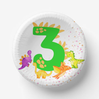 3rd Birthday. Dinosaur Design. My third birthday.  Paper Plate