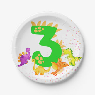 3rd Birthday. Dinosaur Design. My third birthday.  Paper Plate